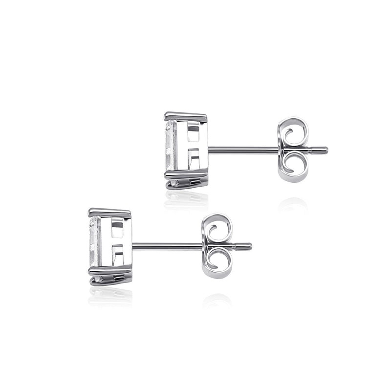 Baguette Stud Earrings 14K x Sterling Silver - ICECI