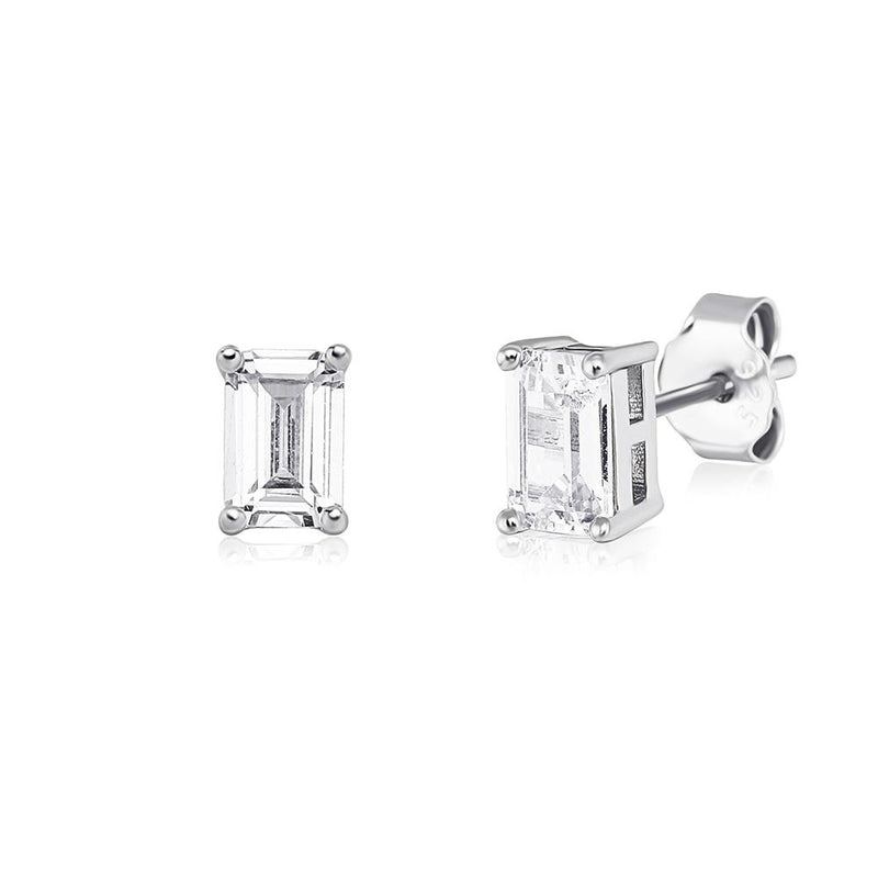 Baguette Stud Earrings 14K x Sterling Silver - ICECI