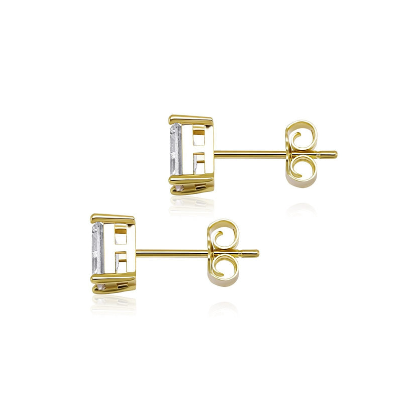 Baguette Stud Earrings 14K x Sterling Silver - ICECI