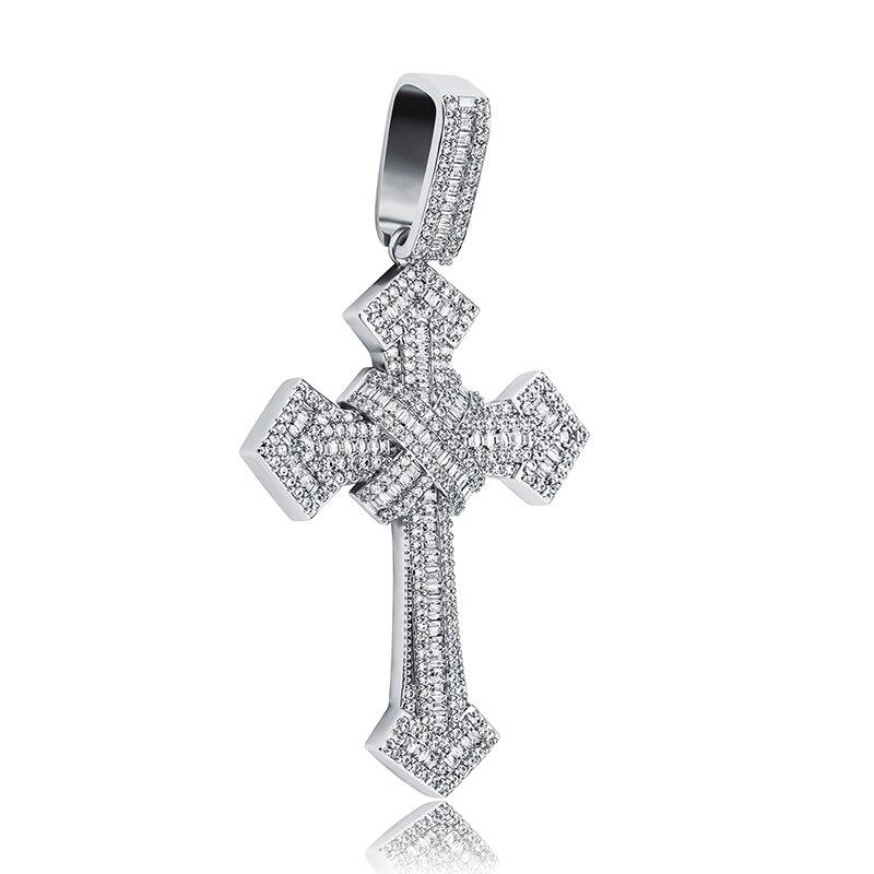 BAGUETTE X CROSS PENDANT 14K - ICECI