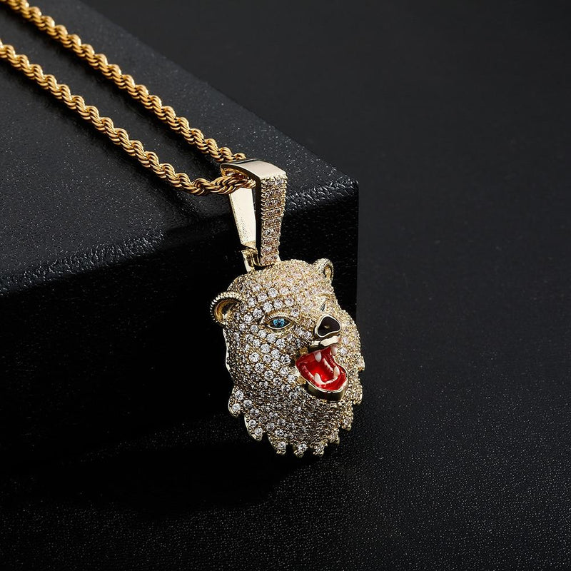 BEAR HEAD PENDANT 14K - ICECI