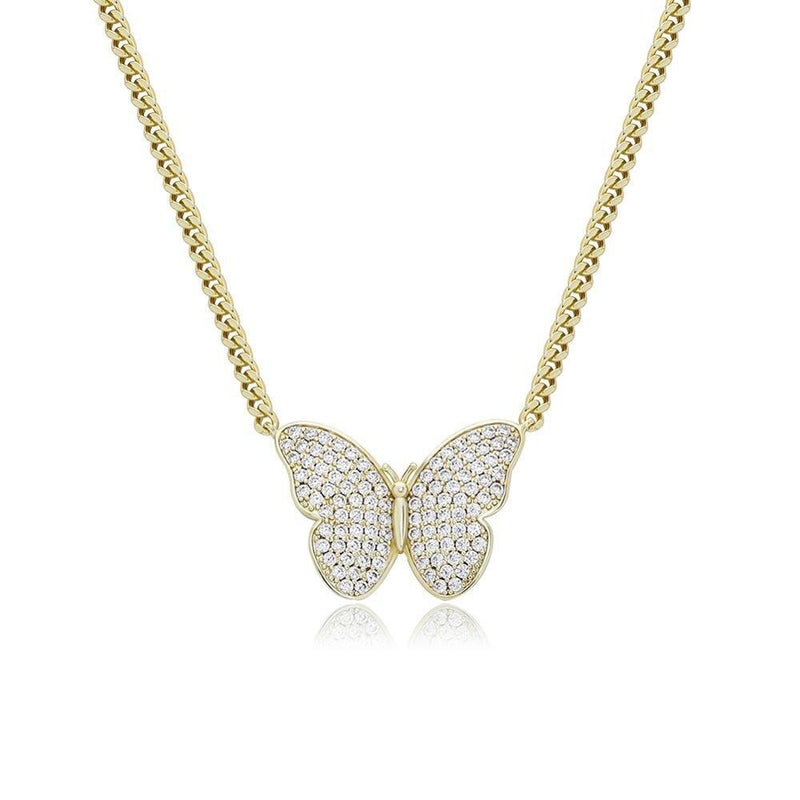 BUTTERFLY MICRO CUBAN NECKLACE 14K - ICECI