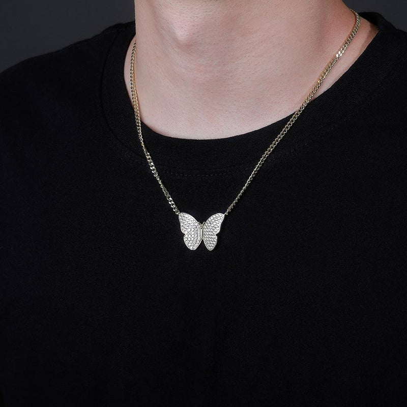 BUTTERFLY MICRO CUBAN NECKLACE 14K - ICECI