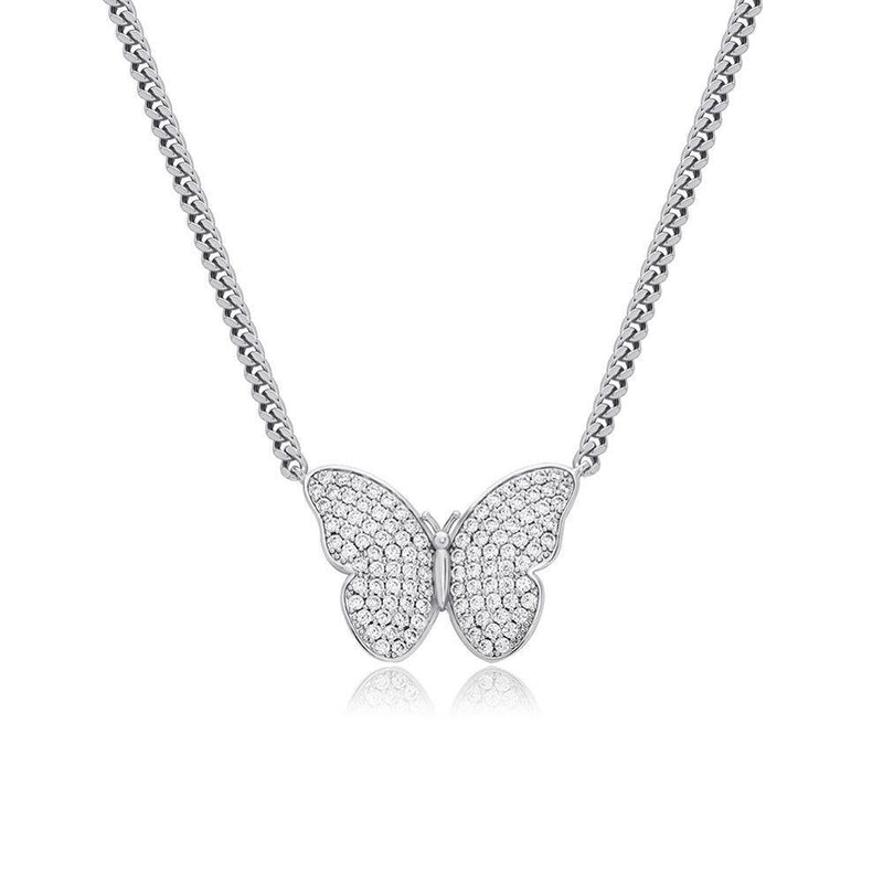 BUTTERFLY MICRO CUBAN NECKLACE 14K - ICECI
