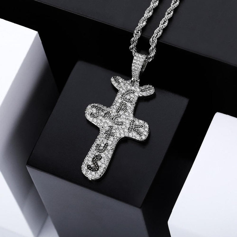 Iced Travis Scott Cactus Jack Cross Pendant & 24