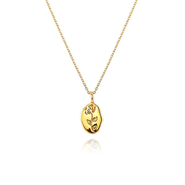 Carved Rose Pendant 14K - ICECI