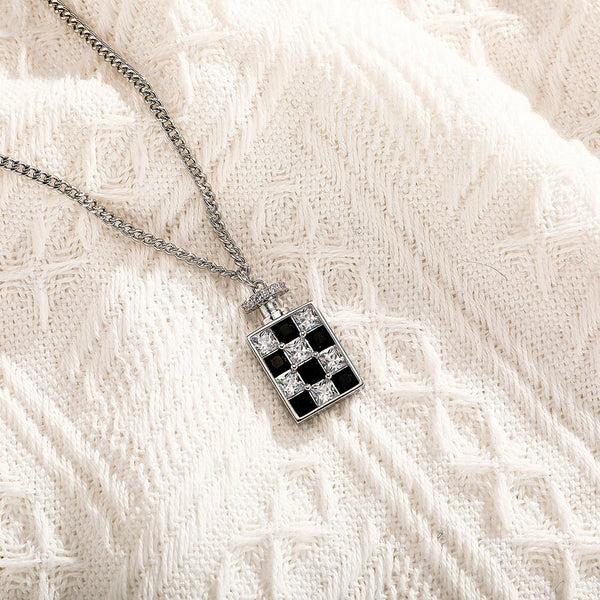 Checkerboard Perfume Bottle Pendant 14K - ICECI