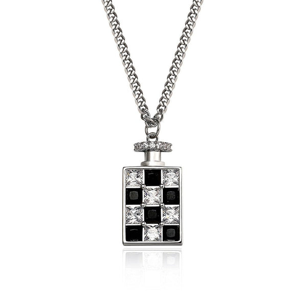 Checkerboard Perfume Bottle Pendant 14K - ICECI