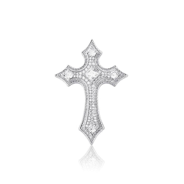 CLUSTERED DIAMOND CROSS PENDANT 14K - ICECI