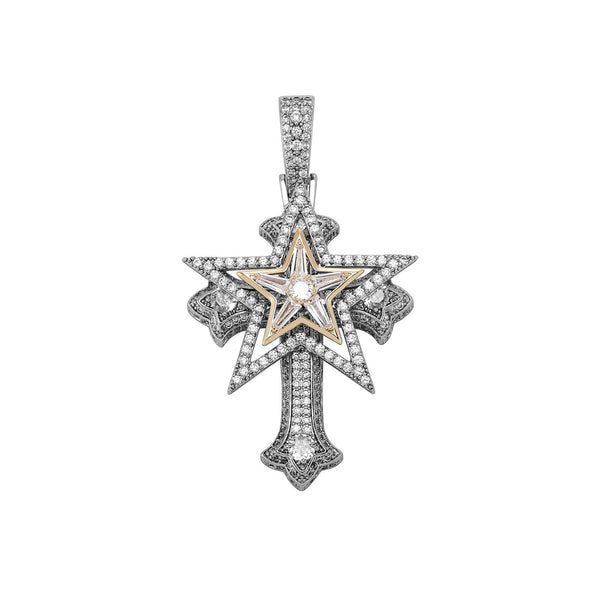 Clustered Star Cross Pendant 14K - ICECI