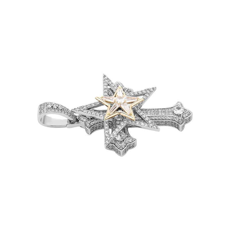 Clustered Star Cross Pendant 14K - ICECI