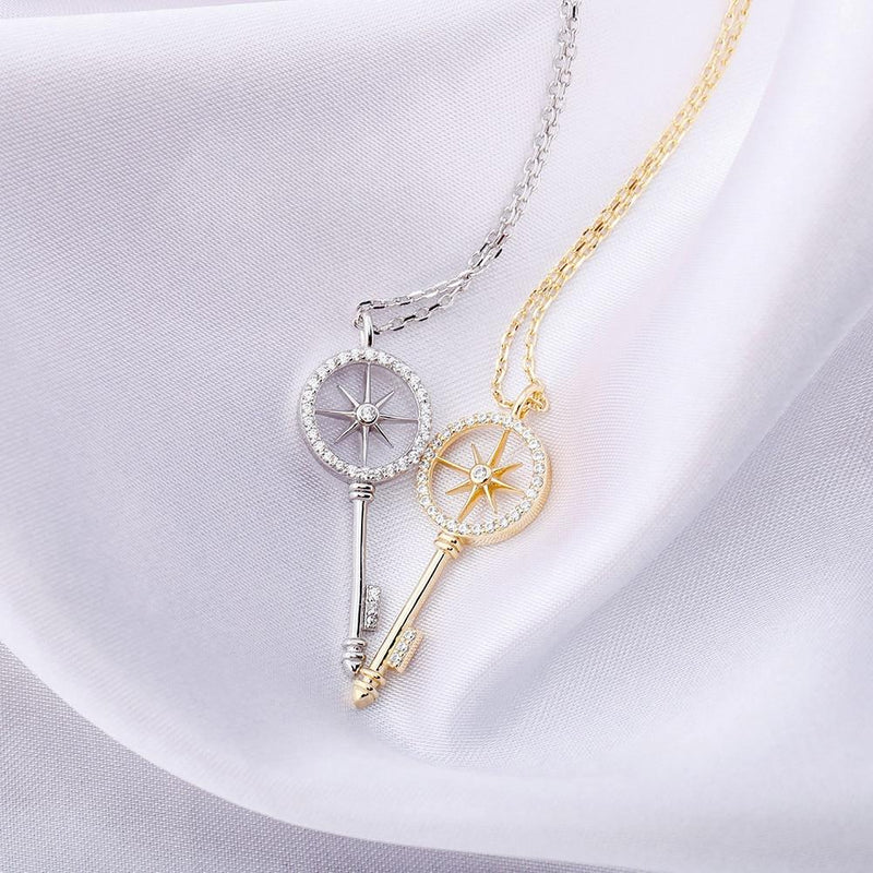 COMPASS KEY PENDANT 14K X STERLING SILVER - ICECI