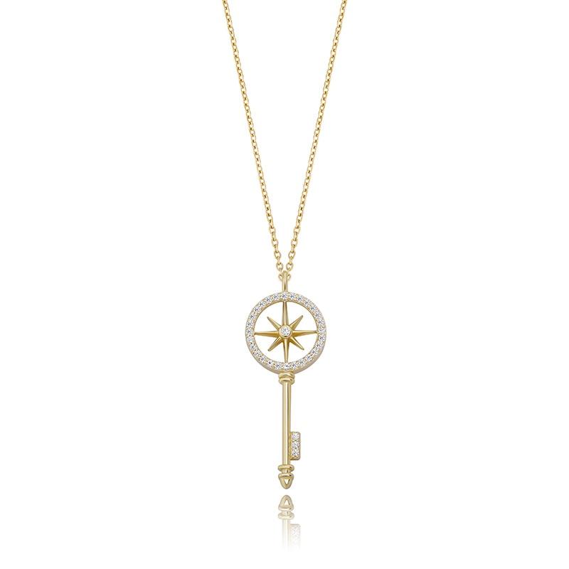 COMPASS KEY PENDANT 14K X STERLING SILVER - ICECI