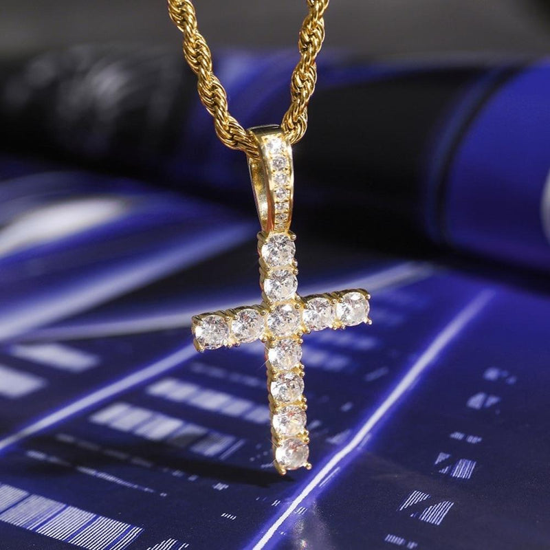 CROSS PENDANT 14K X STERLING SILVER - ICECI