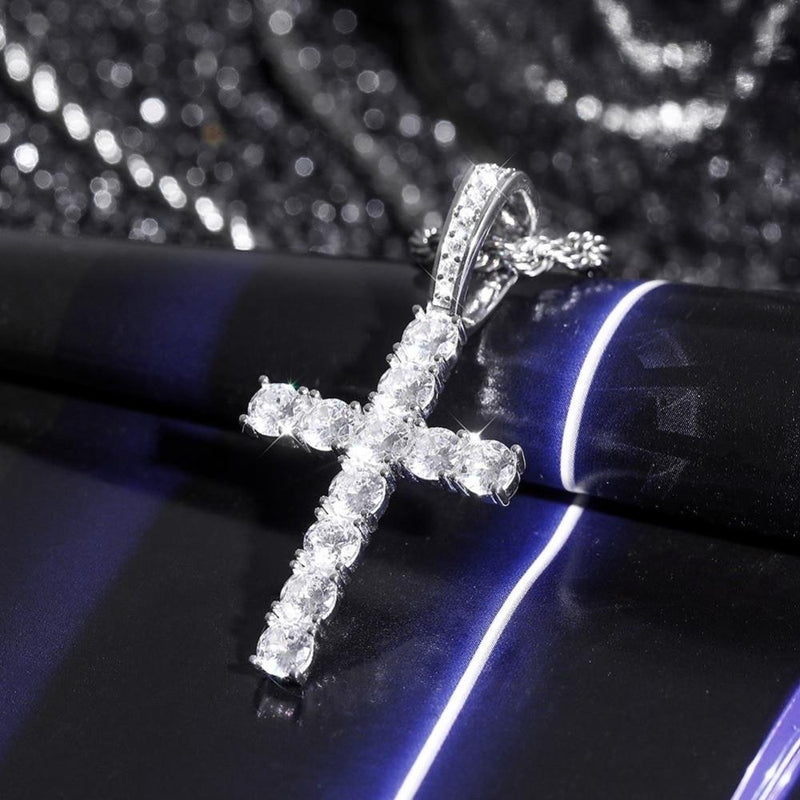 CROSS PENDANT 14K X STERLING SILVER - ICECI