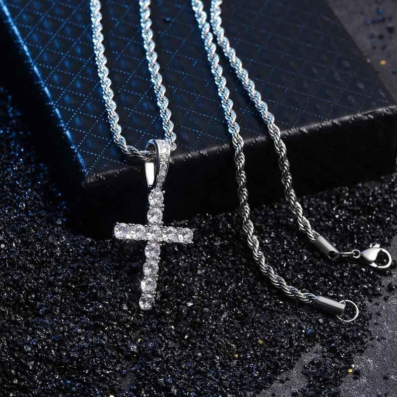 CROSS PENDANT 14K X STERLING SILVER - ICECI