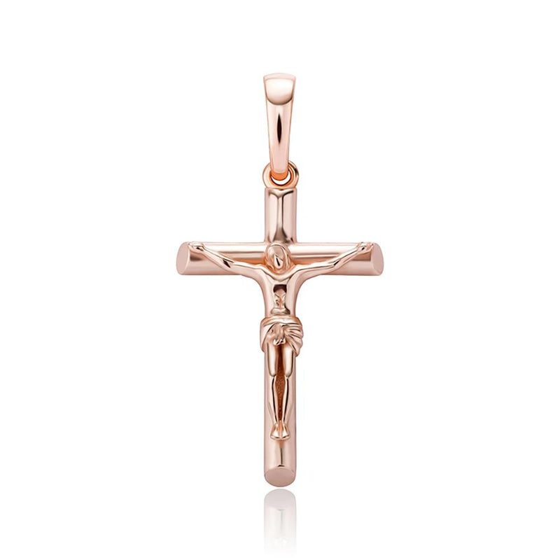 14k Gold Plated Solid 925 Silver Cross Jesus Piece Crucifix