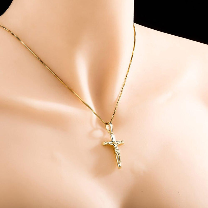 CRUCIFIX PENDANT 14K X STERLING SILVER - ICECI