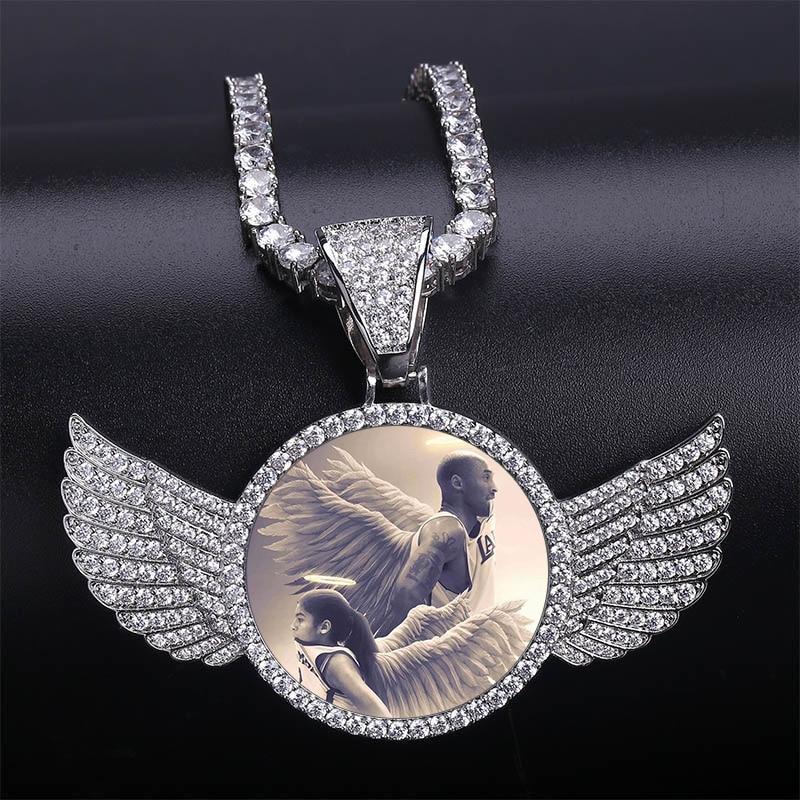 CUSTOM ANGEL WINGS PHOTO PENDANT 14K - ICECI