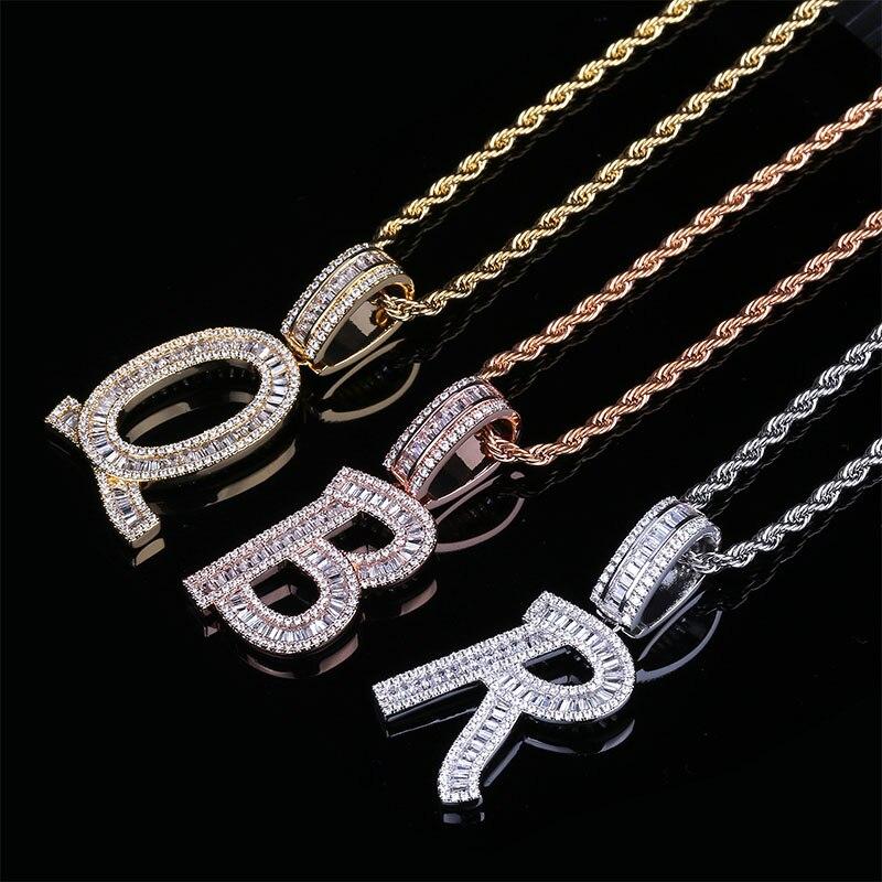 CUSTOM BAGUETTE FONT PENDANT 14K - ICECI