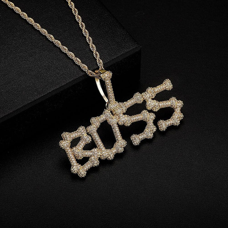 Custom Bone Font Pendant 14K - ICECI