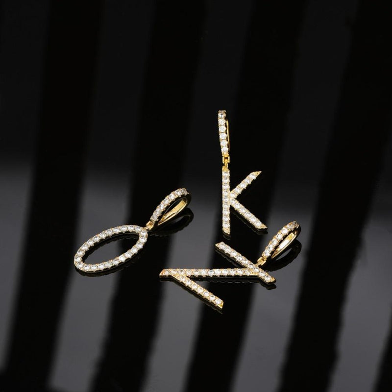 CUSTOM BRUSH LETTER PENDANT 18K - ICECI