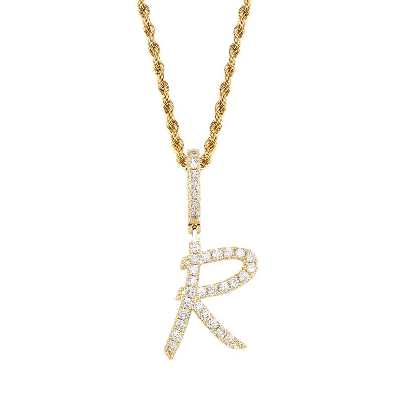 CUSTOM BRUSH LETTER PENDANT 18K - ICECI