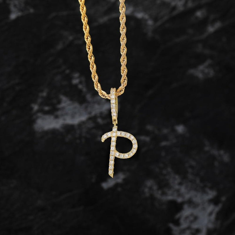 CUSTOM BRUSH LETTER PENDANT 18K - ICECI