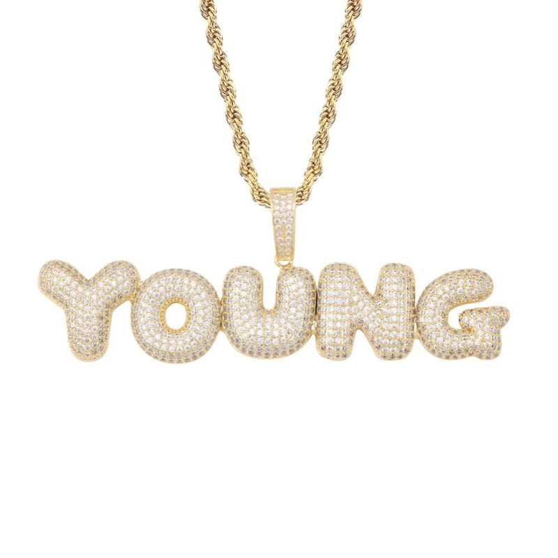 CUSTOM BUBBLE FONT PENDANT 18K - ICECI