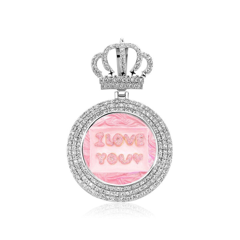 Custom Crown Photo Medallion Pendant 14K - ICECI