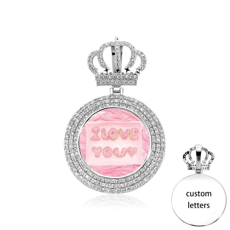 Custom Crown Photo Medallion Pendant 14K - ICECI