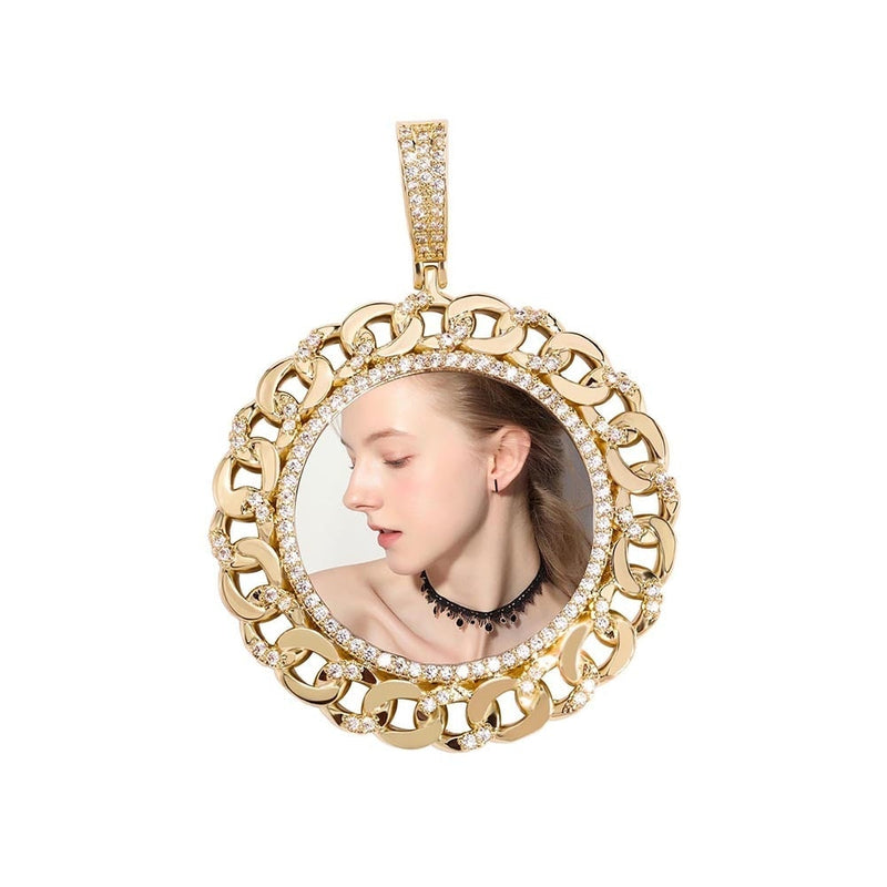 Custom Cuban Link Photo Medallion Pendant 14K - ICECI