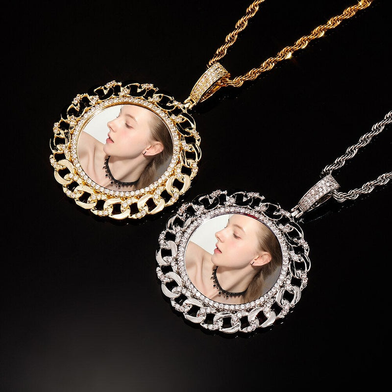 Custom Cuban Link Photo Medallion Pendant 14K - ICECI