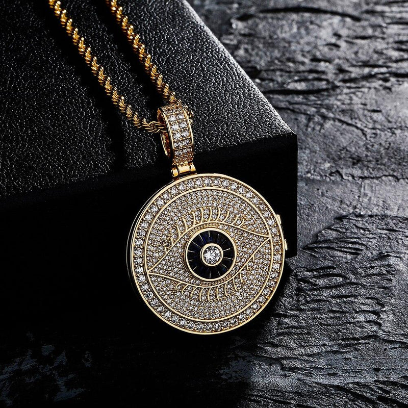 CUSTOM EVIL EYE PHOTO LOCKET 14K - ICECI