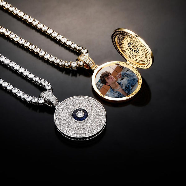 CUSTOM EVIL EYE PHOTO LOCKET 14K - ICECI