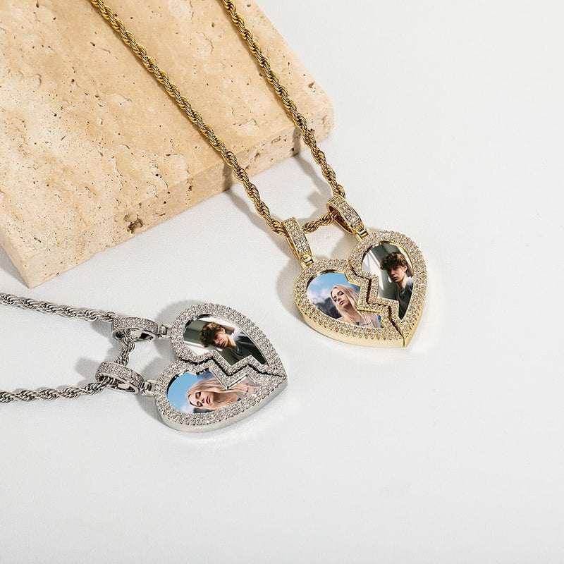 Custom Heartbreak Magnetic Photo Pendant 14K - ICECI