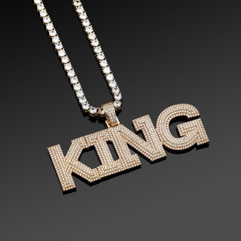 Custom Micro Pave Font Pendant 14K - ICECI