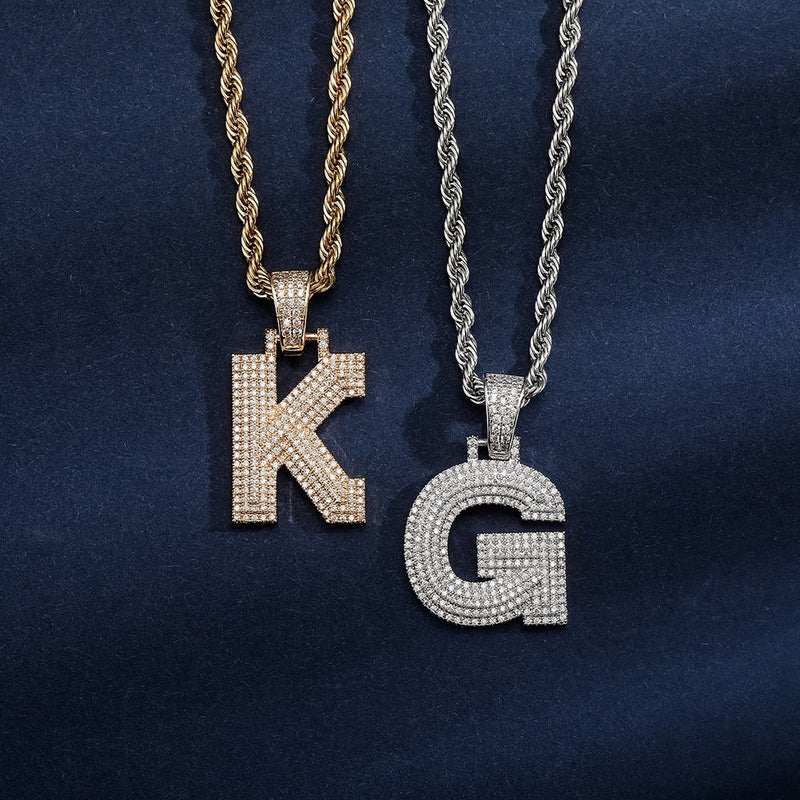 Custom Micro Pave Letter Pendant 14K - ICECI