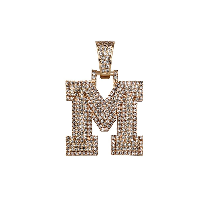 Custom Micro Pave Letter Pendant 14K - ICECI