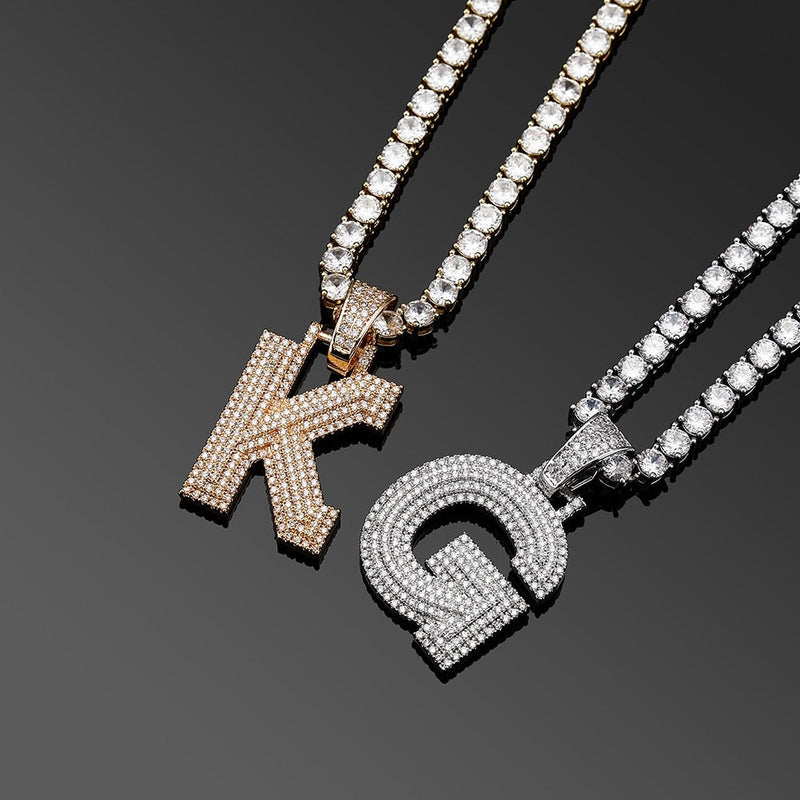 Custom Micro Pave Letter Pendant 14K - ICECI