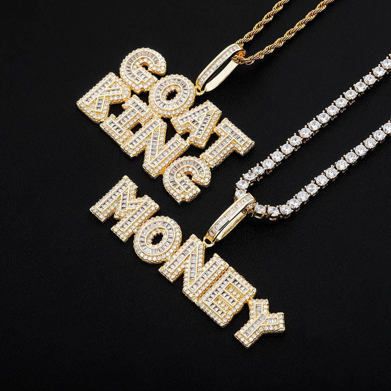 CUSTOM MULTI-LAYER BAGUETTE FONT PENDANT 14K - ICECI