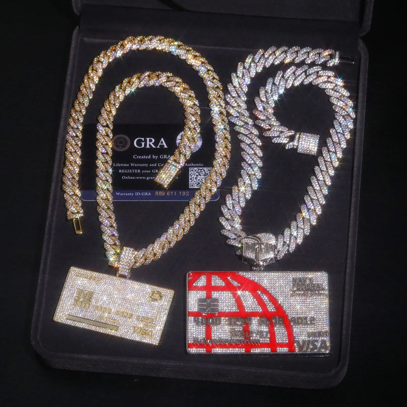 Custom Name Credit Card Pendant 18K X Moissanite - ICECI