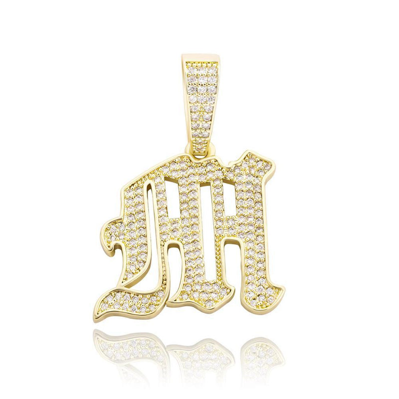 CUSTOM OLD ENGLISH LETTER PENDANT 14K - ICECI