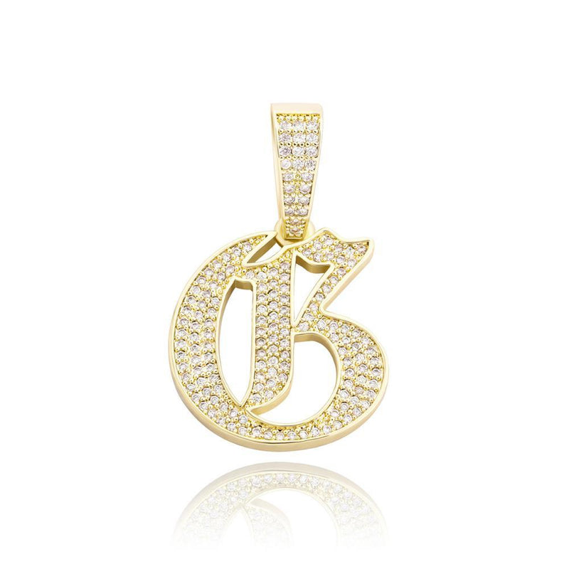 CUSTOM OLD ENGLISH LETTER PENDANT 14K - ICECI