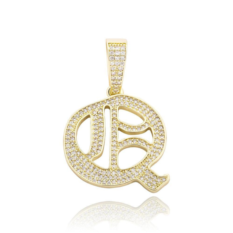 CUSTOM OLD ENGLISH LETTER PENDANT 14K - ICECI