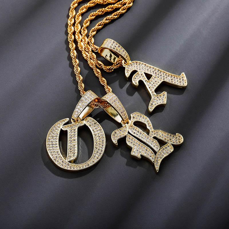 CUSTOM OLD ENGLISH LETTER PENDANT 14K - ICECI