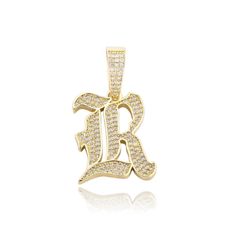 CUSTOM OLD ENGLISH LETTER PENDANT 14K - ICECI