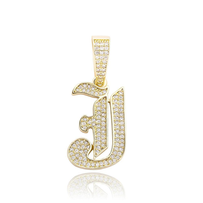 CUSTOM OLD ENGLISH LETTER PENDANT 14K - ICECI