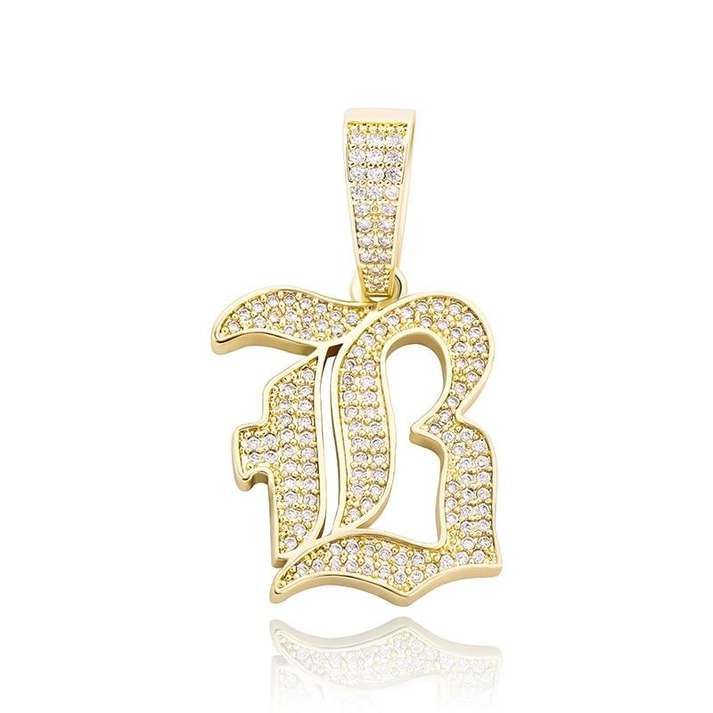 CUSTOM OLD ENGLISH LETTER PENDANT 14K - ICECI