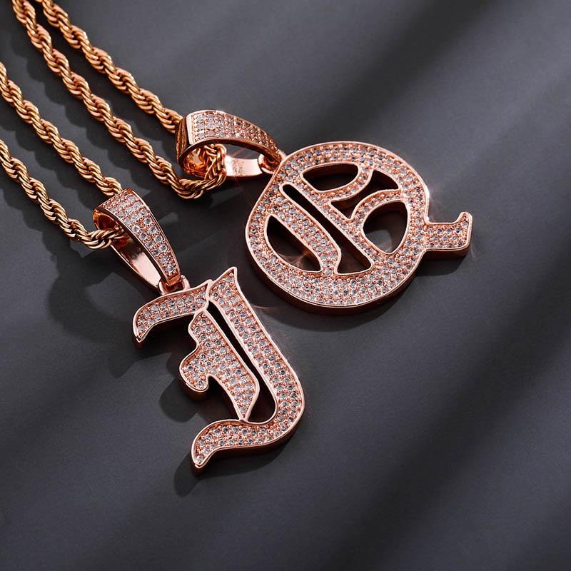 CUSTOM OLD ENGLISH LETTER PENDANT 14K - ICECI